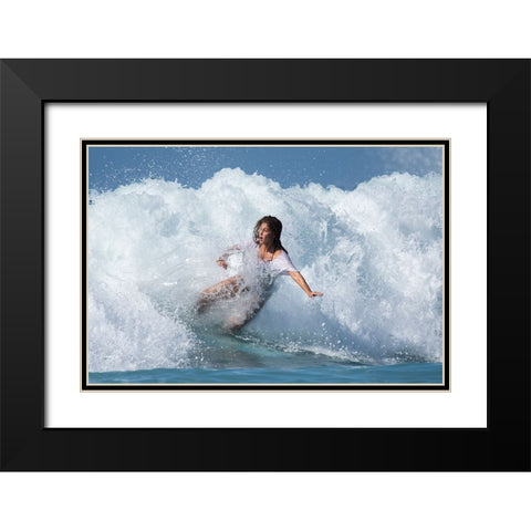Surfer Black Modern Wood Framed Art Print with Double Matting by Yuval