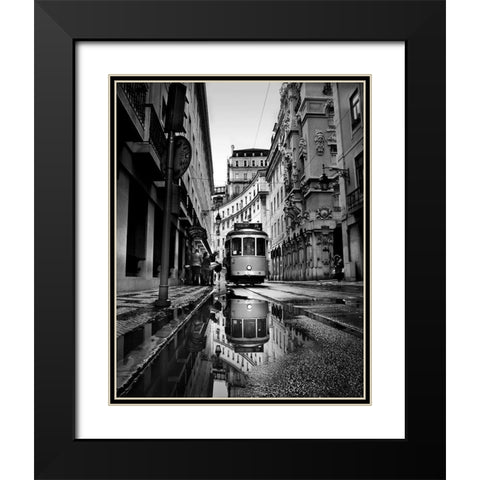 Rainy Days In Lisbon Black Modern Wood Framed Art Print with Double Matting by Ezequiel59