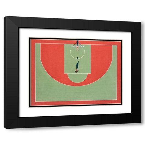 Shadow basketball Black Modern Wood Framed Art Print with Double Matting by Polischuk, Ekaterina