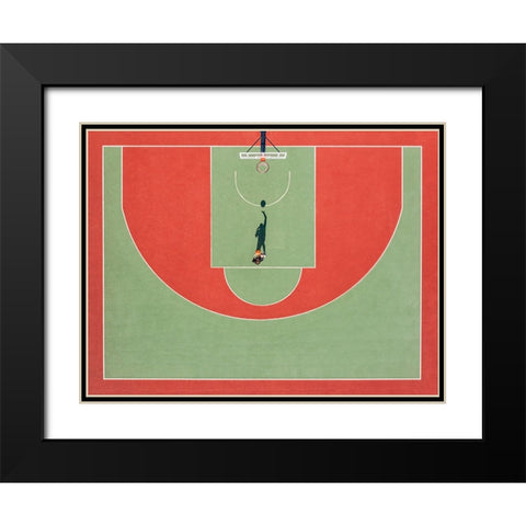 Shadow basketball Black Modern Wood Framed Art Print with Double Matting by Polischuk, Ekaterina