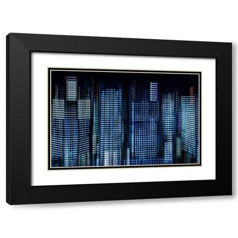 Tokyo Layers Black Modern Wood Framed Art Print with Double Matting by Makoto, Sasaki