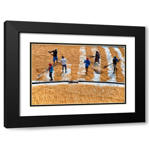 Paddy Drying13 Black Modern Wood Framed Art Print with Double Matting by Nandi, Shaibal