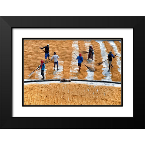 Paddy Drying13 Black Modern Wood Framed Art Print with Double Matting by Nandi, Shaibal