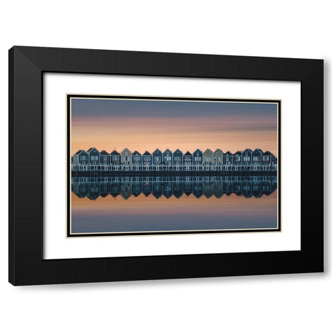 Drifting Houses Black Modern Wood Framed Art Print with Double Matting by De Franzoni, Thomas