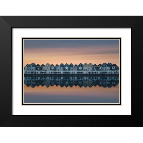 Drifting Houses Black Modern Wood Framed Art Print with Double Matting by De Franzoni, Thomas