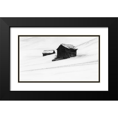 first snow Black Modern Wood Framed Art Print with Double Matting by Hermann, Uschi