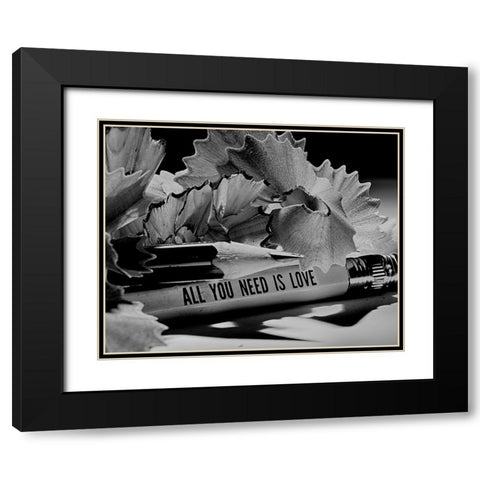 All You Need Is Love Black Modern Wood Framed Art Print with Double Matting by Bulus, Razvan