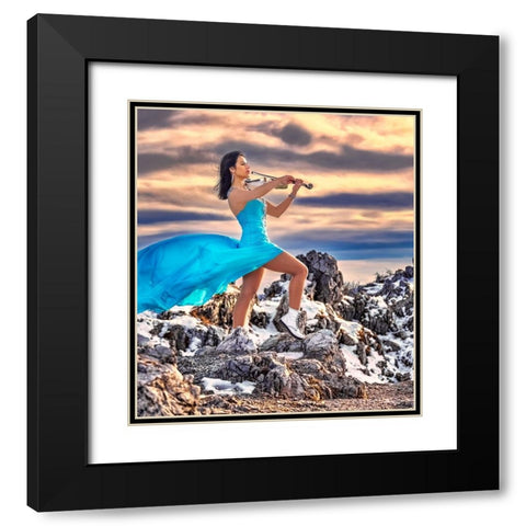 Tanya-The Queen Of The Violin Black Modern Wood Framed Art Print with Double Matting by Nanev, Vasil