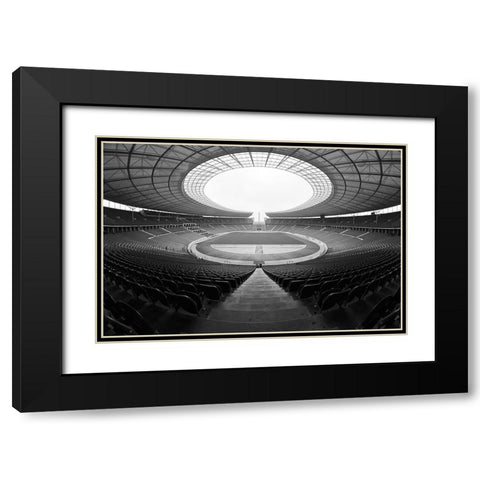 Berlin Olympiastadion Black Modern Wood Framed Art Print with Double Matting by Di Bello, Andrea