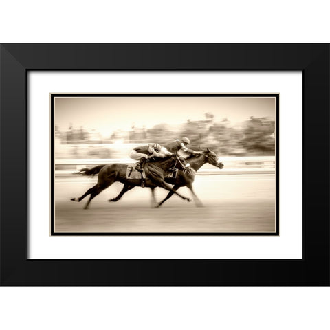 Racing Black Modern Wood Framed Art Print with Double Matting by Little7