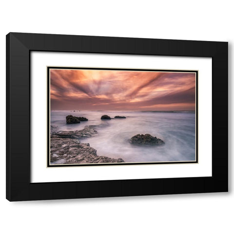 Stones Black Modern Wood Framed Art Print with Double Matting by Ehrlich, Amir