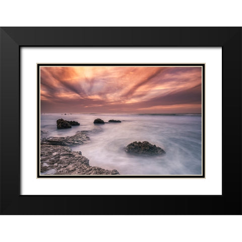 Stones Black Modern Wood Framed Art Print with Double Matting by Ehrlich, Amir