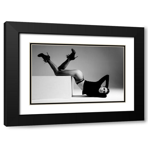 Angelina Black Modern Wood Framed Art Print with Double Matting by Markachev, Leonid