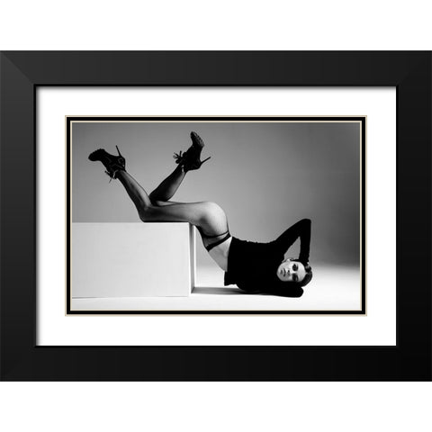 Angelina Black Modern Wood Framed Art Print with Double Matting by Markachev, Leonid