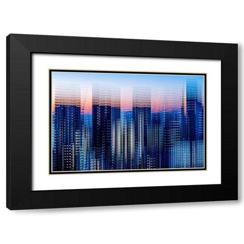 Tokyo Layers Black Modern Wood Framed Art Print with Double Matting by Makoto, Sasaki