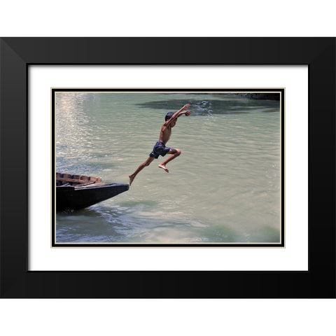 Childhood The Beautiful Station Of Life Black Modern Wood Framed Art Print with Double Matting by Rahman, Pinu