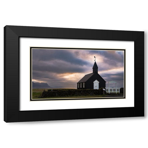 Black bird enjoying the sunset Black Modern Wood Framed Art Print with Double Matting by Grant, Lynn