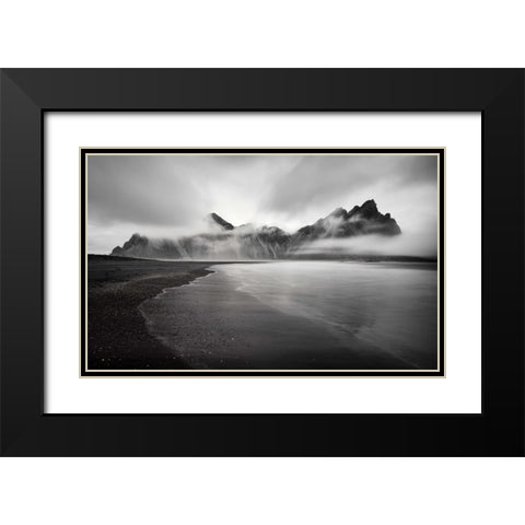 Vestrahorn Black Modern Wood Framed Art Print with Double Matting by Engstrom, Erik