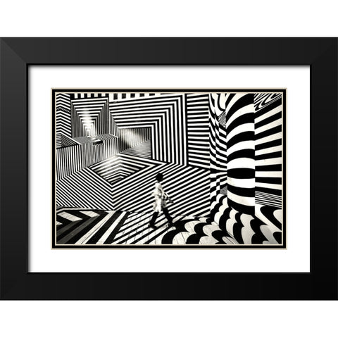 Pattern Walk 2 Black Modern Wood Framed Art Print with Double Matting by Das, Avishek