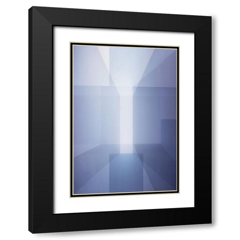 Abstract in blue Black Modern Wood Framed Art Print with Double Matting by Van Son, Greetje