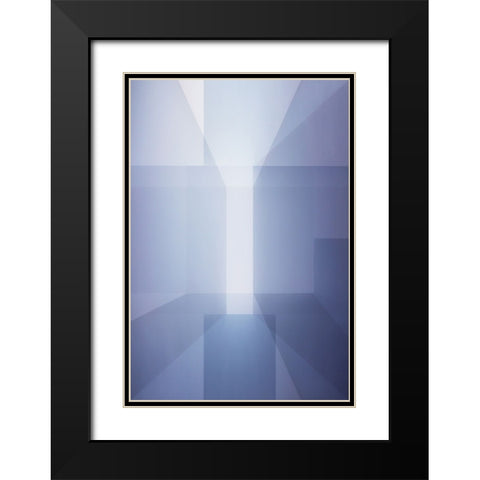 Abstract in blue Black Modern Wood Framed Art Print with Double Matting by Van Son, Greetje