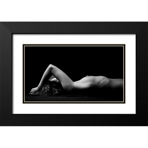 2 Stripes Black Modern Wood Framed Art Print with Double Matting by Bosogea-Tudor, Ileana