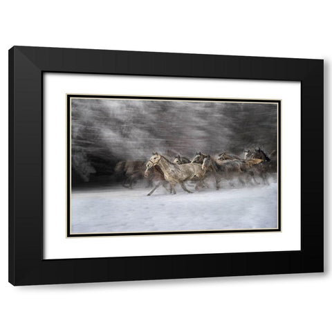 Winter joy Black Modern Wood Framed Art Print with Double Matting by Malovrh, Milan