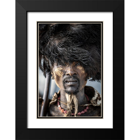 Dassenech man Black Modern Wood Framed Art Print with Double Matting by Cole, Trevor
