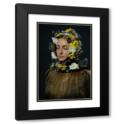 TOTAL FLOWERING Black Modern Wood Framed Art Print with Double Matting by Usmanova, Larisa