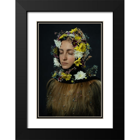 TOTAL FLOWERING Black Modern Wood Framed Art Print with Double Matting by Usmanova, Larisa
