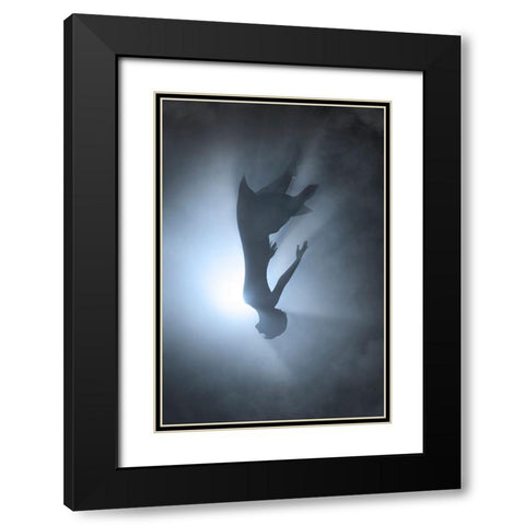 Falling Black Modern Wood Framed Art Print with Double Matting by F, Terry