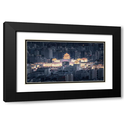 Beijingxi Railway Station Black Modern Wood Framed Art Print with Double Matting by Shen, Ran
