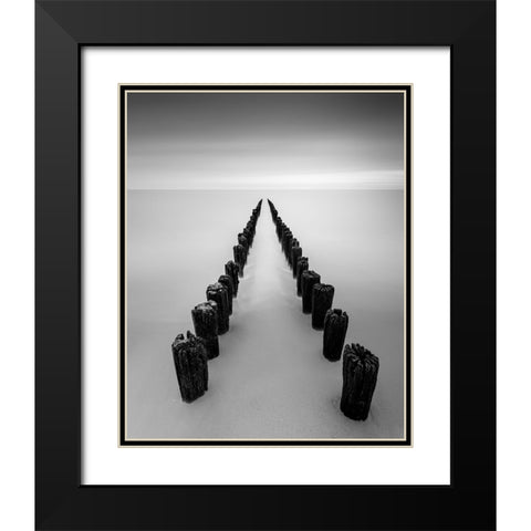 Worn Black Modern Wood Framed Art Print with Double Matting by Staelens, Christophe