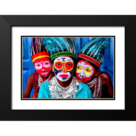 Face Painting Black Modern Wood Framed Art Print with Double Matting by Das, Avishek