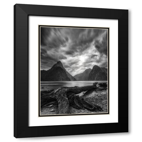 Dance Of The Clouds-Milford Fjord-New Zealand. Black Modern Wood Framed Art Print with Double Matting by Xiawenbin
