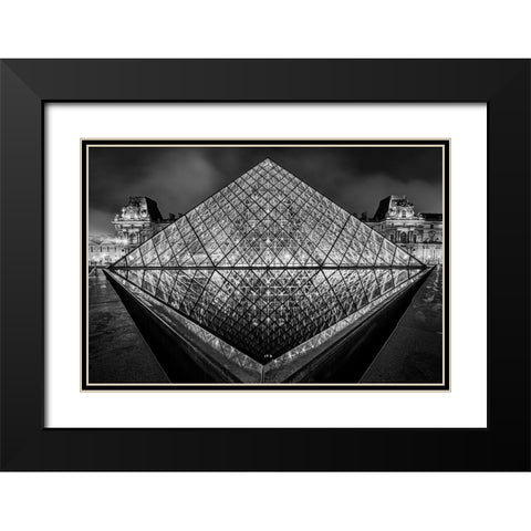 Luovre Paris Black Modern Wood Framed Art Print with Double Matting by Benmoshe, Kobi