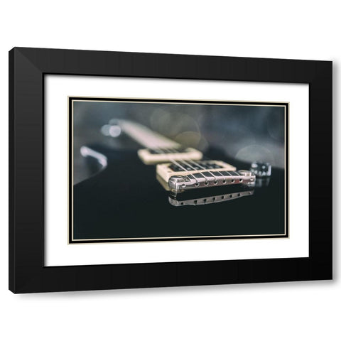 E-Guitar Black Modern Wood Framed Art Print with Double Matting by Schleicher-Schwarz, Roswitha