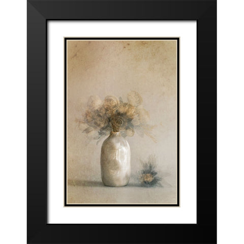 Fallen Leaves Black Modern Wood Framed Art Print with Double Matting by Kiral, Cicek