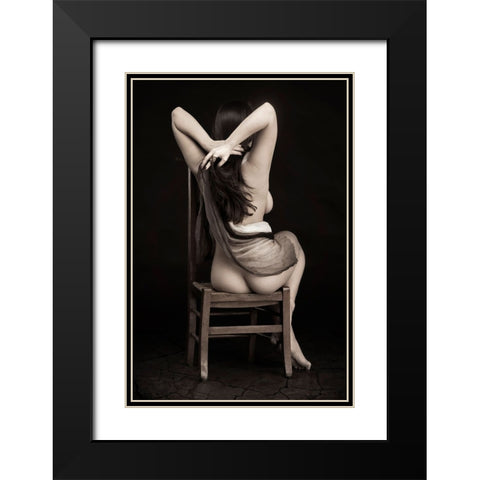 Old Chair Black Modern Wood Framed Art Print with Double Matting by Slotboom, Jan