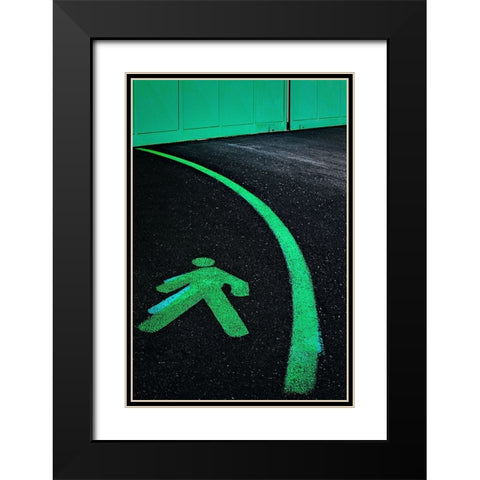 Green Path Black Modern Wood Framed Art Print with Double Matting by Del Santo, Francesco