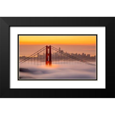 Karl, The San Francisco Fog Black Modern Wood Framed Art Print with Double Matting by Chengming