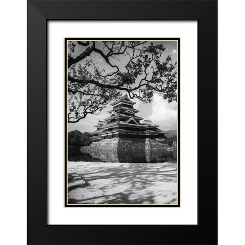Matsumoto Castle Black Modern Wood Framed Art Print with Double Matting by Lai, Jonathan