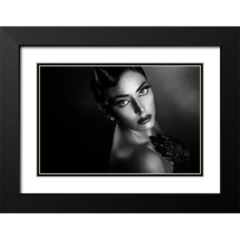 Rossella 3 Black Modern Wood Framed Art Print with Double Matting by Tambe, Peppe