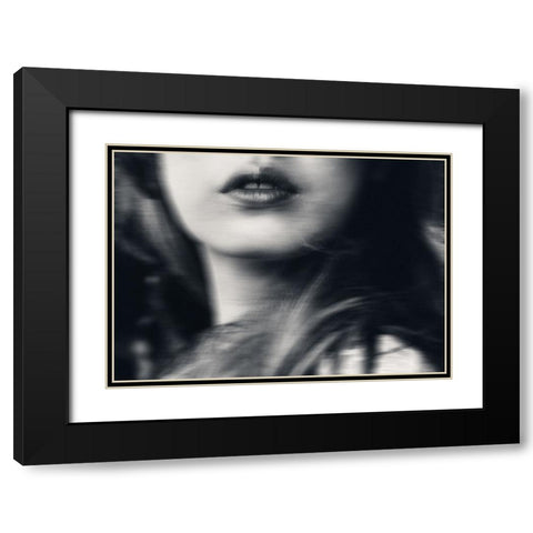 Your lips making everything strange Black Modern Wood Framed Art Print with Double Matting by Lagaa, Kahar