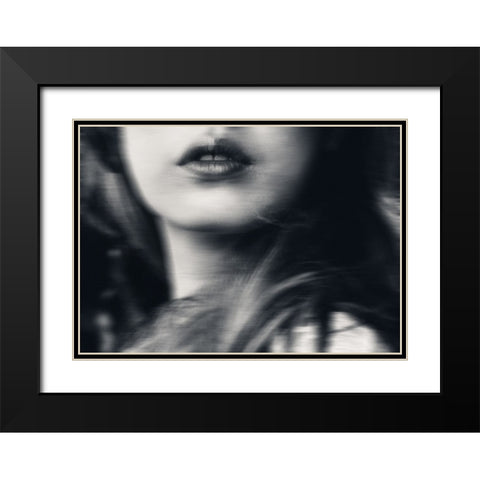 Your lips making everything strange Black Modern Wood Framed Art Print with Double Matting by Lagaa, Kahar