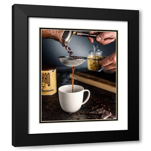 Cup Of Coffee Black Modern Wood Framed Art Print with Double Matting by Morozov, Konstantin