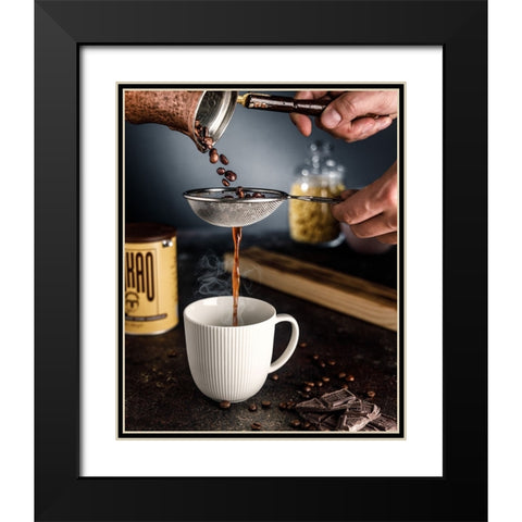 Cup Of Coffee Black Modern Wood Framed Art Print with Double Matting by Morozov, Konstantin