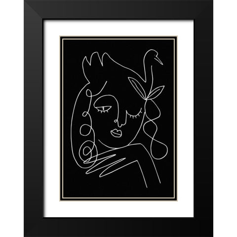 lineart_swan_black_vector_005 Black Modern Wood Framed Art Print with Double Matting by 1x Studio II