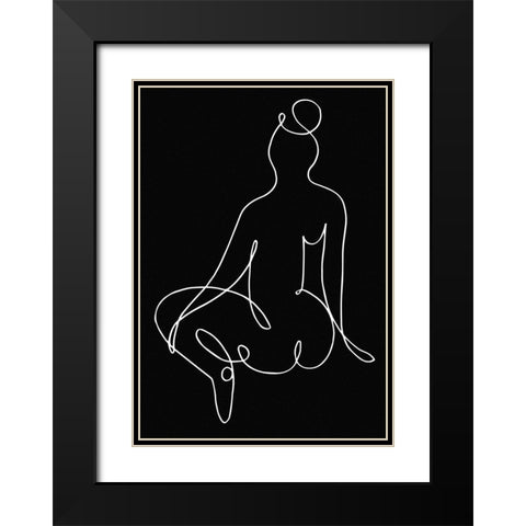 lineart_nude black pica_002_Black Black Modern Wood Framed Art Print with Double Matting by 1x Studio II