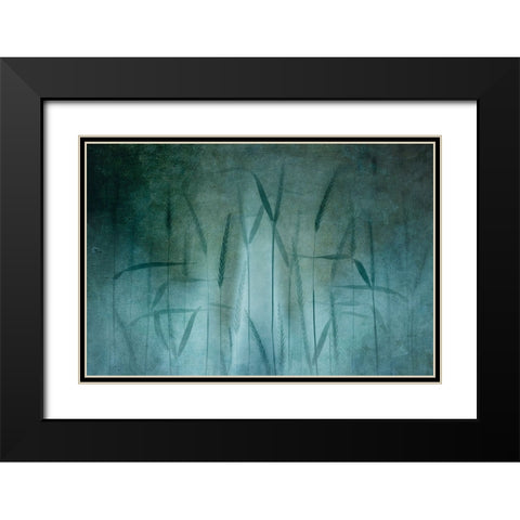 Grain In Soft Blue Black Modern Wood Framed Art Print with Double Matting by van Son, Greetje